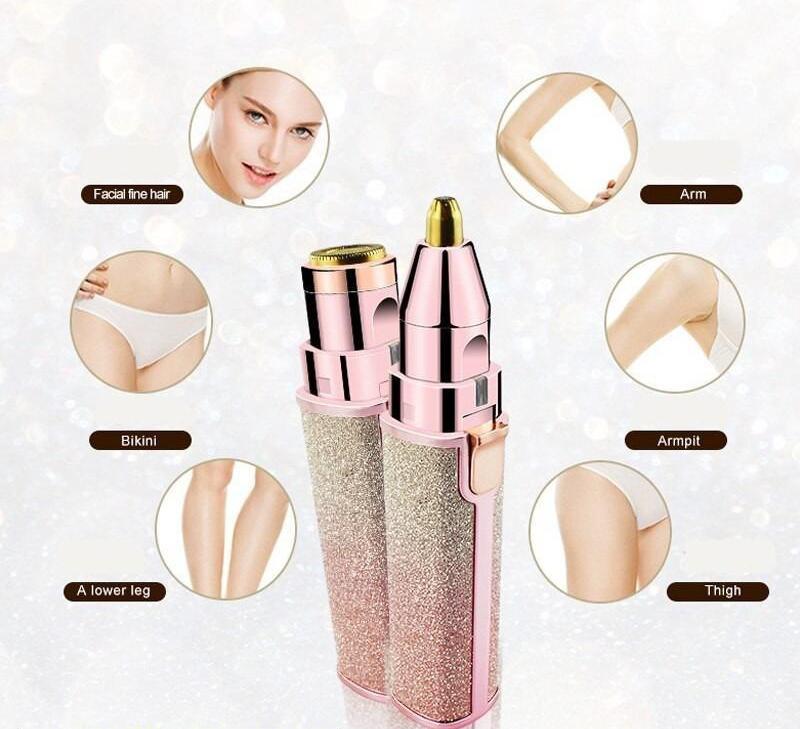 Electric Hair Remover Trimmer For Women, Rechargeable 2 in 1 Flawless Facial Razor