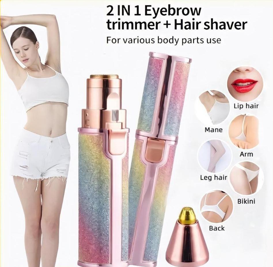 Electric Hair Remover Trimmer For Women, Rechargeable 2 in 1 Flawless Facial Razor