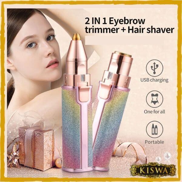 Electric Hair Remover Trimmer For Women, Rechargeable 2 in 1 Flawless Facial Razor