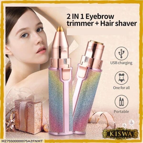 Electric Hair Remover Trimmer For Women, Rechargeable 2 in 1 Flawless Facial Razor