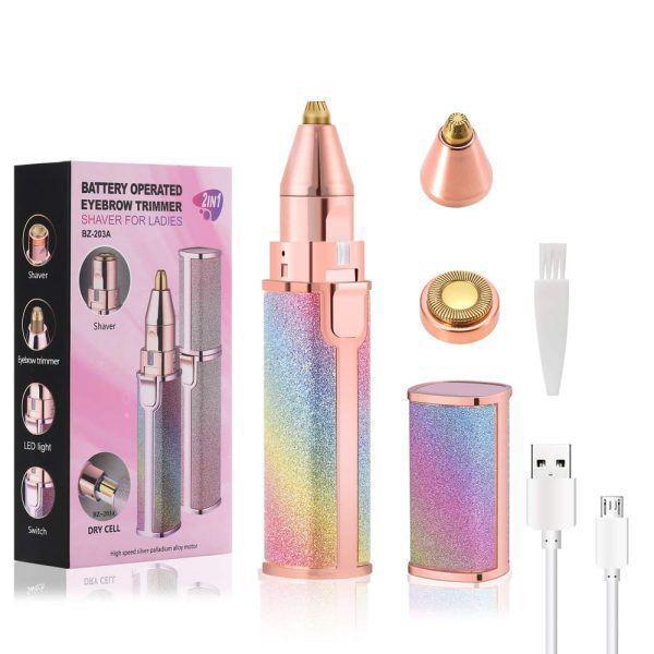 Electric Hair Remover Trimmer For Women, Rechargeable 2 in 1 Flawless Facial Razor