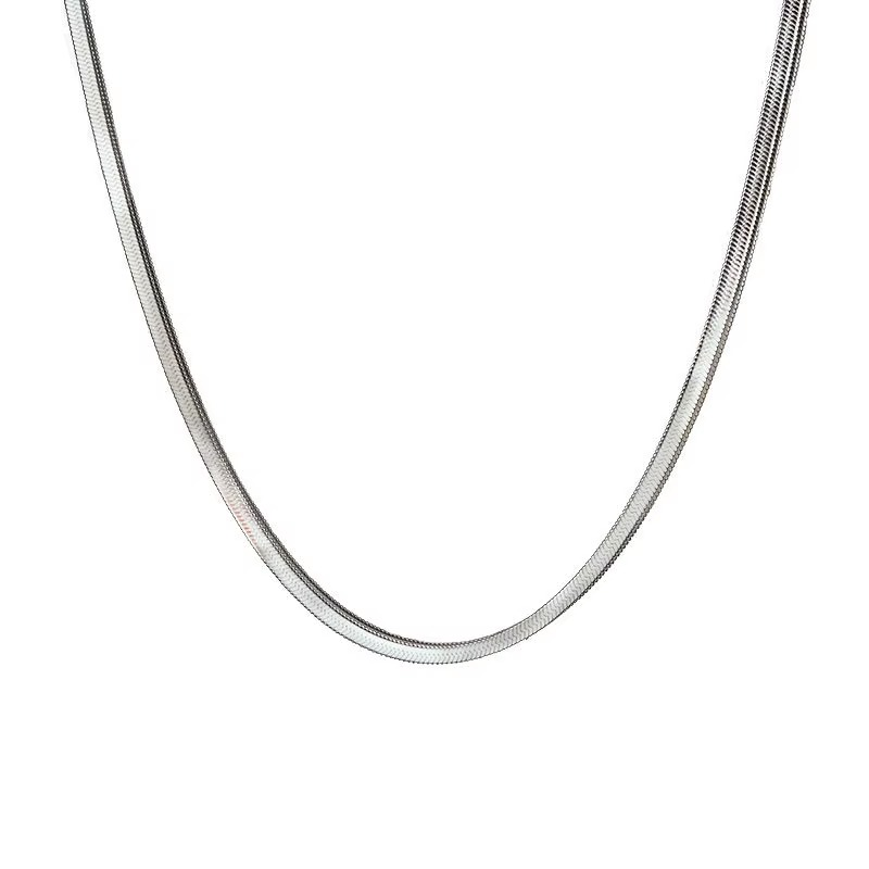 High Quality Stainless Steel Flat Snake Choker Clavicle Necklace Chain Popular Various Length Fashion Jewelry