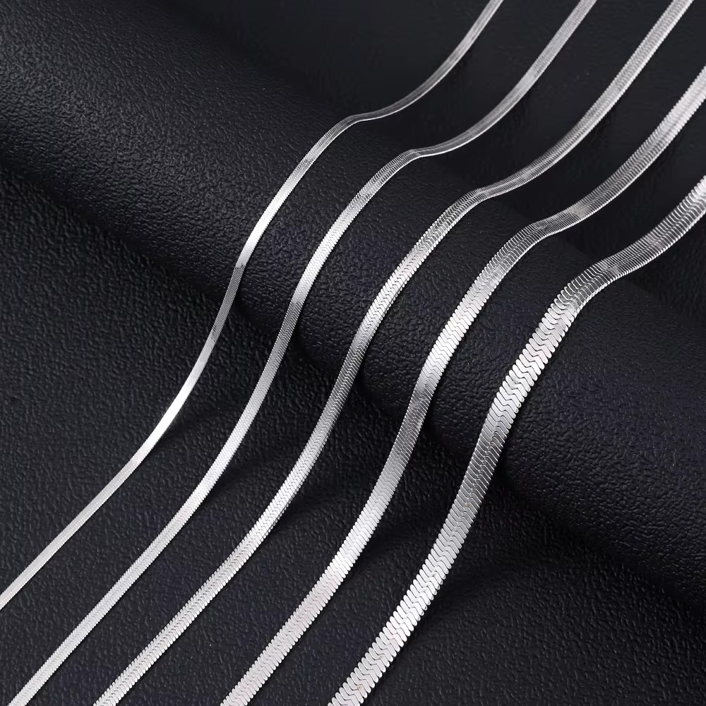 High Quality Stainless Steel Flat Snake Choker Clavicle Necklace Chain Popular Various Length Fashion Jewelry